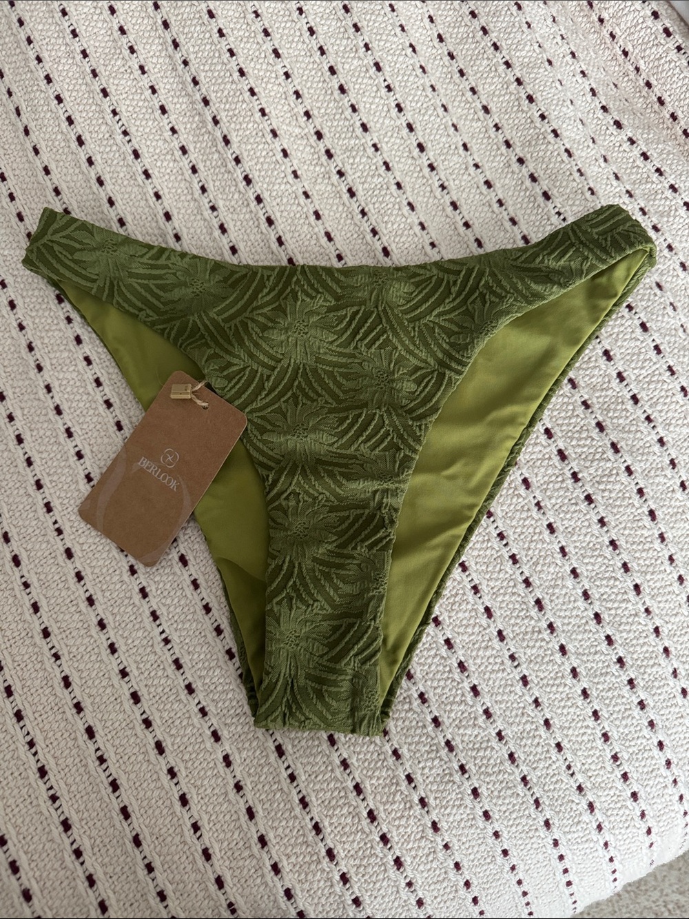 Berlook Olive Green Textured Bikini Bottom
